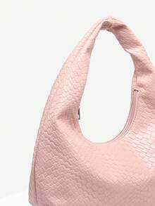1pc Women's Retro Minimalist Casual Crochet Faux Leather Seashell Leopard Print Shoulder/Underarm Bag, Suitable For Outings, Dates, Commuting - Pink - View 3