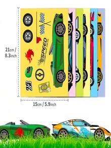 6pcs/Pack Racing Car DIY Puzzle Stickers, New Cross-Border Product - Multicolor - View 5
