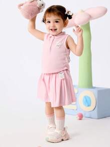 Balabala Ensemble jupe plissée pour bébés filles, tenue d'été douce et adorable