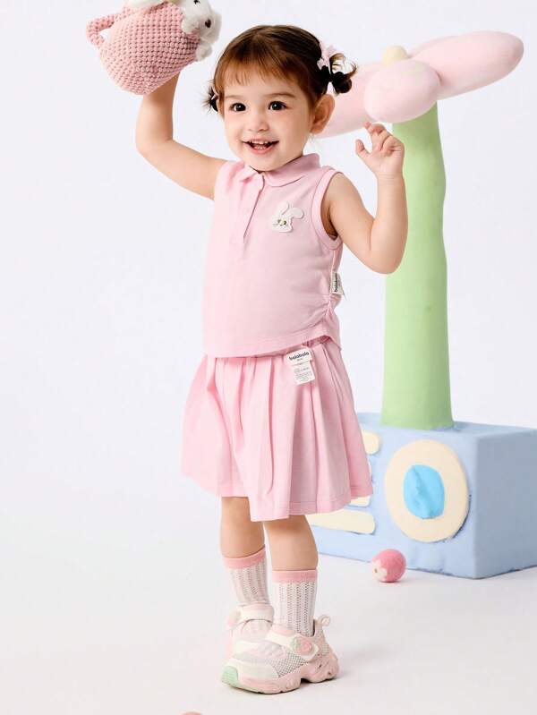 Balabala Ensemble jupe plissée pour bébés filles, tenue d'été douce et adorable