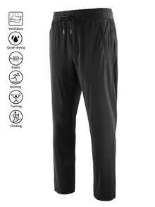 Calças elásticas masculinas para caminhada ao ar livre - Calças de corrida elásticas respiráveis de secagem rápida para escalada e corrida - Preto - Ver 4