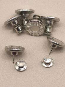2 pièces/4 pièces/6 pièces Boutons de rechange pour jeans, boutons de taille sans clou, boutons de taille avec lettres argentées multifonctionnels amovibles. Kit de remplacement de boutons détachables pour jeans et jupes sans couture
