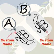 Laser Engraved Custom Name Nurse Doctor Keychain Stainless Steel Personalized Stethoscope Key Ring Birthday Graduation Gifts - Multicolor - View 11