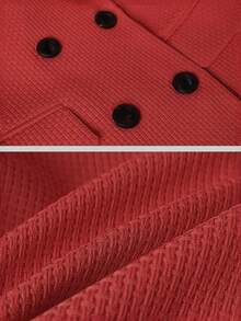 HOMEYEE Women's Retro Elegant Business Casual Blazer Jacket, Long Sleeve, Lapel Collar, Suitable For Office OL, Autumn/Winter - 酒紅色 - 查看 5