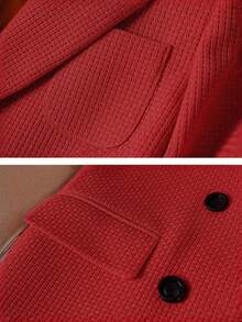 HOMEYEE Women's Retro Elegant Business Casual Blazer Jacket, Long Sleeve, Lapel Collar, Suitable For Office OL, Autumn/Winter - 酒紅色 - 查看 4