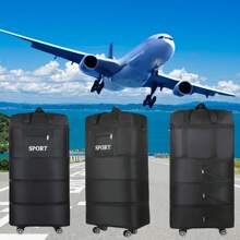 1pc Foldable Luggage Bag With 4 Removable Swivel Wheels, Multi-Functional Travel Companion Luggage Bag, Large Expandable Soft-Sided Luggage, Airport Checked Luggage - Lightweight, Detachable Wheels, Password Lock, Straps, Spacious, Easy To Operate - Ideal For Frequent Travelers, Weekend Getaways And Storage Needs, Camping, Adventure, Christmas Gifts, Halloween Gifts