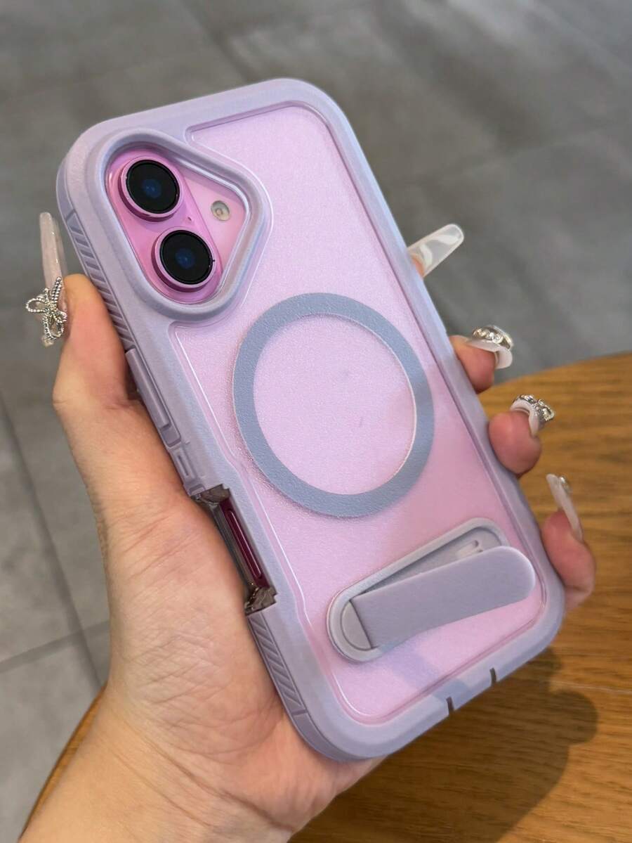 豪华折叠支架磁力装甲手机壳适用于 16 15 14 13 12 11 Pro Max Plus 防震混合 PC 军用级保护套防水防摔防刮