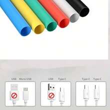 6pcs Color Bag Combination Kit, Heat-Shrink Tubing, Wire Protective Sleeve, 2:1 Times Shrink, Heat Shrinkable Cable Insulation Anti-Corrosion Sleeve, Data Cable Charging Line Repair, Flame Retardant And Waterproof, PE Polyolefin - Multicolor - View 11
