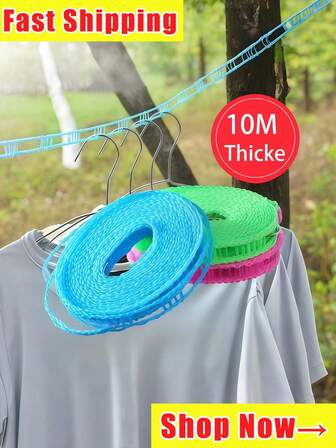 Corde à linge épaissie résistante au vent pour le voyage extérieur, sans perforation, extra longue de 5 mètres, corde à linge antidérapante. Corde à linge non glissante résistante au vent pour suspension de refroidisseur, corde à linge clôturée, corde à linge solaire de 5 mètres.