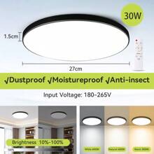 CANMEIJIA 1 pièce Plafonnier LED moderne 220V avec télécommande, lampe de plafond à gradation et variation de couleur de 3000K à 6500K. Lampe LED pour décoration de chambre à coucher, salon, cuisine, salle à manger, bureau.