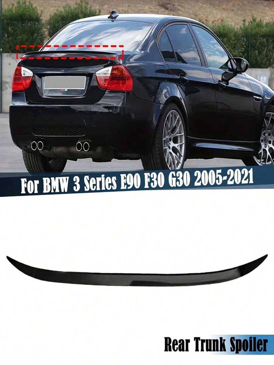 Black Glossy Rear Spoiler Lip Trunk Wing Extension For BMW 3 Series E90 F30 G30 2005-2021 Racing Style - Black - View 1