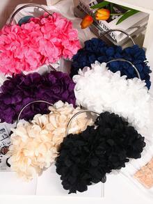 Women Evening Bag For Women And Brides Elegant Kiss Lock Clutch With Floral Decor Quiet Luxury Wedding, Prom, Party And Banquet Accessories  Mother's Best Gift - 黑色 - 查看 1