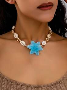 1pc Handmade Bohemian Shell Necklace, Fashionable, Unique And Elegant Choker Necklace For Beach Holiday