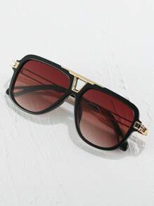 1 Pair Men's Plus Size Metal Oversized Square Vintage Casual Versatile Decorative Fashion Sunglasses, Suitable For Outdoor