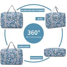 Foldable Waterproof Travel Bag Unisex Lightweight Cabin Luggage Gym Tote Weekend Holdall Carry On Handbag For Men And Women Holidays And Gifts - Blue-flowers - View 2