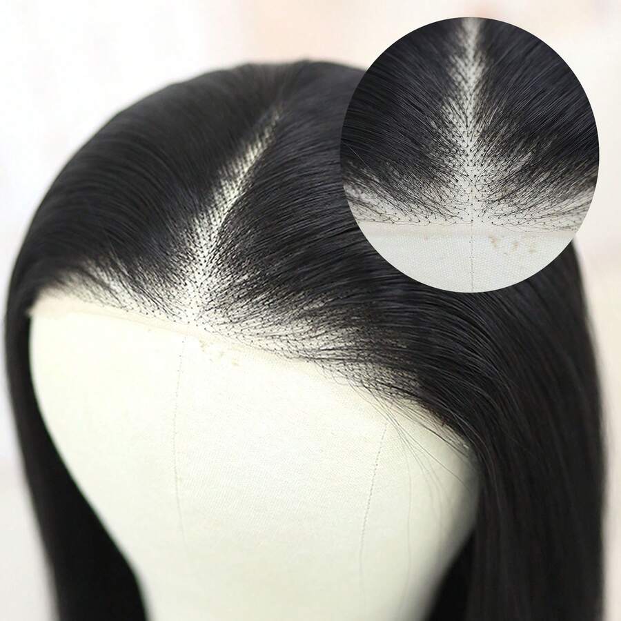 200 密度 6x5 高清直发蕾丝前假发分层假发自然黑色分层剪裁蕾丝假发黑色合成蝴蝶发型无胶假发优质天然黑丝直发 6*5 假发女士假发带高清透明蕾丝无胶蕾丝自然直发假发 26 英寸 - 黑色 - 查看 1