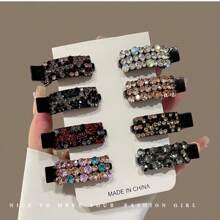 1/4/6Pcs Colorful Rhinestone Bangs Side Clips – Light Luxury Hair Clips For Women & Teens | Fashionable Duckbill & Ponytail Clips With Dazzling Diamonds | Exquisite Headwear For Daily Wear, Parties, Bathroom, Bedroom, Living Room​ Back To School