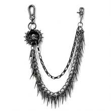 Fashion Cool Punk Hip Hop Jeans Pants Chain Studs Rivet Chain Wallet Chain Men - 古董銀器 - 查看 6
