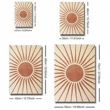 1/2 pièces Ensemble d'affiches murales en canevas art bohème soleil et lune avec/sans cadre, décoration murale abstraite bohème minimaliste en terre cuite, convient pour dortoir, salon, appartement, chambre à coucher, maison moderne - Multicolore - Voir 7