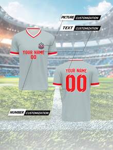 定制马德里竞技队男士足球球衣，运动队俱乐部训练 V 领衬衫，正面和背面印有个性化姓名、号码、徽标，适合休闲、派对、日常穿着 - 彩色 - 查看 1