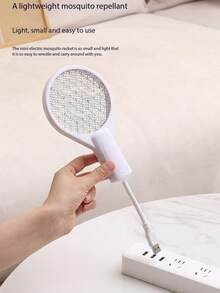 1 个 USB 供电苍蝇拍 - 三合一电击装置，配备五层网格，只杀蚊子不杀人，便携式杀虫器，适用于室内/室外露营、厨房、露台、汽车，小巧便携，节能，是必备的害虫防治工具。