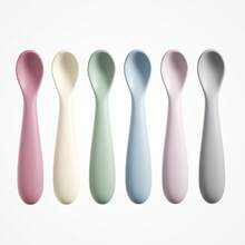 1pc/6pcs Silicone Baby Feeding Spoons - Soft, Easy Clean & Portable For Self-Feeding And Weaning - Multicolor - View 6