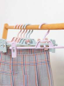 1pc Nordic Style Plastic Trouser Clips, Home Non-Slip Pants Clips, Wardrobe Storage Multifunctional Adjustable Pants Rack - Multicolor - View 3