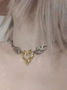 1 Stück Valentinstag Geschenke für Freundin Punk Silber-Farbener Cut Out Flammen Herz-Förmiger Anhänger für Frauen, Hip Hop Party Schmuck Geschenk