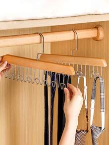 1 件多功能可旋转木质衣架，可容纳胸罩、肩带、帽子、衣服和 8 个皮带钩，节省空间，适用于家庭、宿舍和其他地方，居家和返校必需品 - 彩色 - 查看 8