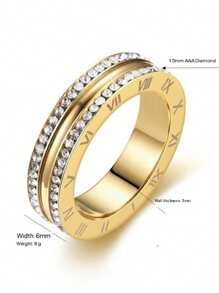 1pc Stainless Steel Starry Cubic Zirconia Eternity Ring, Non-Fading Jewelry, Fashion Couple's Ring, Minimalist Design, Versatile For All Seasons