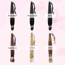Peluca de cola de caballo trenzada sintética de 22-40 pulgadas, banda de goma elástica para mujer, extensión de cabello de cola de caballo falsa envuelta alrededor de cola de caballo 2T3H - 2 - Ver 8