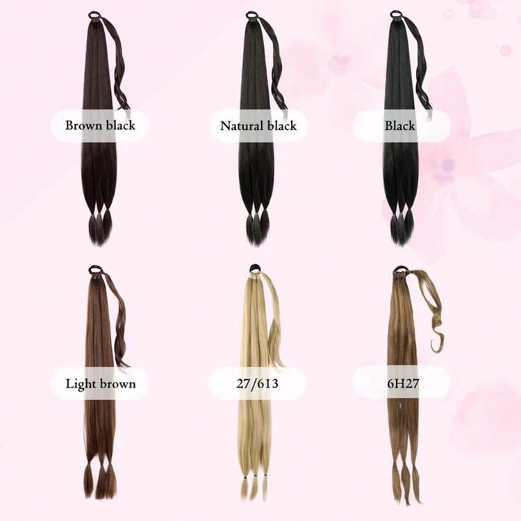 Peluca de cola de caballo trenzada sintética de 22-40 pulgadas, banda de goma elástica para mujer, extensión de cabello de cola de caballo falsa envuelta alrededor de cola de caballo 2T3H - 2 - Añade 8