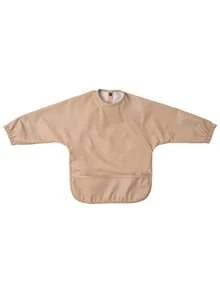 1pc Soft PU Long-Sleeved Waterproof Feeding Bib, Baby Bibs Plain Color, Long Sleeve Feeding Bib, Reverse Wear, Solid Color, Smock For Baby And Toddler Bib Suit