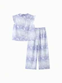 Balabala Girls' Traditional-Style 2 Pieces Outfit, Elegant & Stylish - Purple - View 5