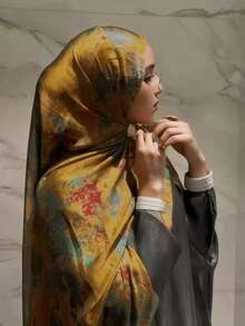 1pc Tropical Print Casual Scarf, All Season - Style 2 - View 5