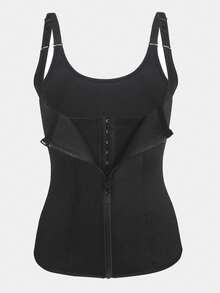 Áo định hình eo cho nữ, 1 chiếc, hai lớp, có nút điều chỉnh, khóa kéo phía trước. - màu đen - Xem 7