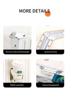 硬壳行李箱带万向轮，铝制框架，静音，20英寸短途旅行行李箱，大容量，防刮，26英寸旅行箱，适合男士、女士、学生