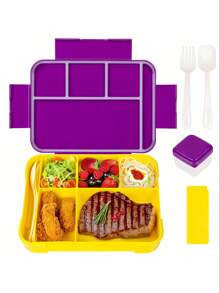 1 pezzo Contenitore per il pranzo con scomparti sigillati e grande capacità, con forchetta e cucchiaio, Lunch box bento a tenuta stagna con scomparti, riutilizzabile, portatile, adatto per microonde, contenitore per alimenti, contenitore per insalate e frutta, ideale per l'ufficio, viaggi all'aperto e forniture per il ritorno a scuola