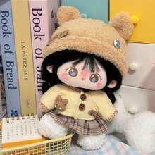 4 件套熊兔娃娃服装套装，包括衬衫、帽子、连衣裙和鞋子，20 厘米，适合返校、毕业、派对、生日礼物（娃娃款式随机发送）