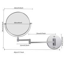 Wall Mounted Bathroom Mirror - 1X/3X Magnifying Makeup Mirror, Double-Sided Magnifying Mirror, Extendable Wall Mounted Bathroom Magnifying Mirror, 360 Degree Rotation - Chrome - View 3