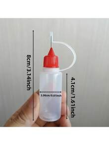 6 piezas Botellas dispensadoras de punta fina de precisión, botellas divisorias, botellas de jeringa para exprimido, envases de 10 ml de punta de aguja para pegamento, de colores aleatorios, aptas para manualidades DIY, laboratorio, pintura, tinta, arte acrílico - Material de plástico duradero, suministros de arte, botellas de pegamento - Color aleatorio - Ver 7