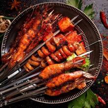 5/10/20 Pieces Flat Thick BBQ Skewers, 11.8 Inch Grill Skewers, Grill Iron Skewers, Reusable Grill Kebab Skewers - Heat-Resistant & Dishwasher Safe, Suitable For Family Gatherings, Kitchen Tools, Outdoor Cooking, Night Markets, Restaurants, Barbecue, Camping, Picnics, Party Supplies, Barbecue Parties, Sleek Metallic Skewers | Durable Bbq Sticks, Grilling Accessories For Outdoor Grill