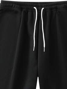 2pcs Men's Casual Solid Color Striped Cuffs Basketball Style Sports Shorts For Spring/Summer - Multicolor - View 3