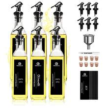 SAEIV 6/12 Pieces Oil Bottle With Pourer, Oil Dispenser, 250 Ml Oil Bottle, Vinegar And Oil Bottle Set, Beautiful Labels, Olive Oil Dispenser, Practical Seasoning For The Table - 6 250ml Oil Bottles - View 2