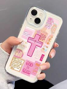 Funda para phone con eslogan (1 unidad), diseño de cruz y Jesús, TPU transparente, protección completa, anticaídas, antihuellas, compatible con phone S - Multicolor 2 - Ver 2