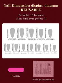 96 pezzi (4 colori misti) Unghie finte a mandorla lunghe di colore rosso e caffè, punte acriliche corte, unghie finte a copertura completa con finitura opaca. Contiene 1 colla gel e 1 lima per unghie, con scatola di conservazione. Adatto per uso quotidiano e per feste per donne e ragazze. - Multicolore - Visualizzare 10