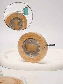 Personnalisation 1/10/15 pièces Ouvre-bouteille rond en bambou de 6/6,5 cm avec dos magnétique, parfait pour les projets DIY, les cadeaux de mariage et les cadeaux de fête. Ustensile de cuisine pour la maison, ouvre-bouteille à bière, cadeau pour le père