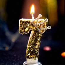 1 件全新数字纯金色闪光皇冠形生日蜡烛，非常适合浪漫派对、生日庆祝和单身派对蛋糕装饰、烘焙装饰， - 彩色 - 查看 10