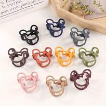 10pcs Korean Internet Celebrity Bear Rubber Hairpin Hair Bun Elegant Temperament Back Of The Head Grab Hair Cute Cartoon Solid Color