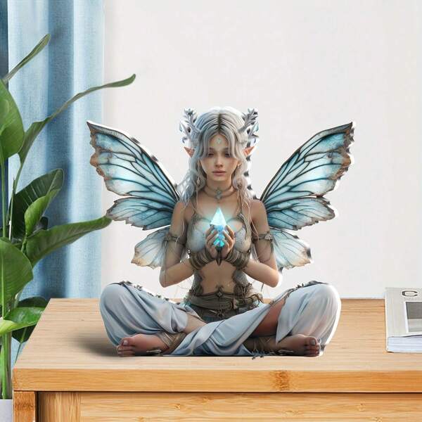 2D New Green Fairy 2D Acrylic Garden Stake, Outdoor Lawn Pot Planter Decor Cross-Border New Product